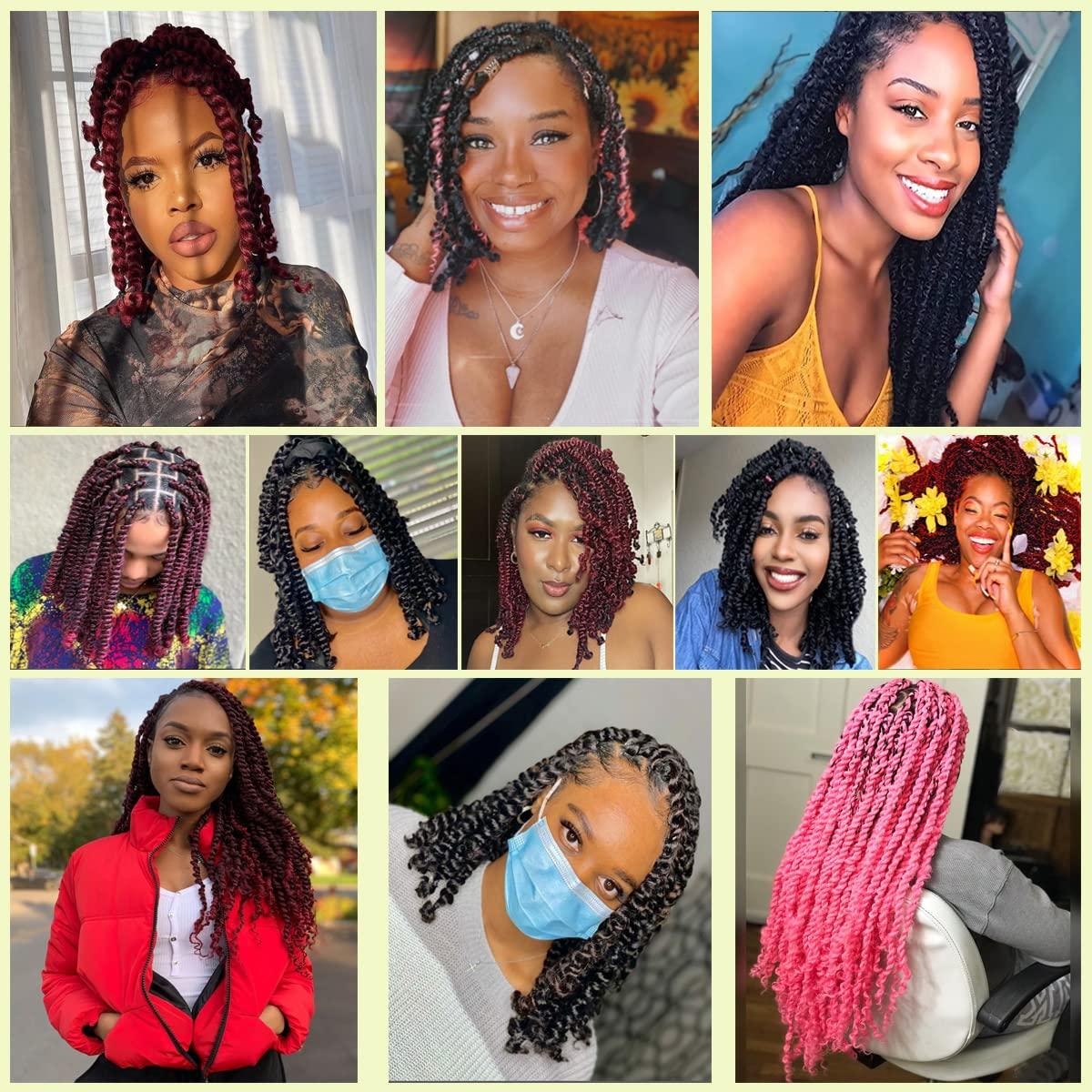 Flagship Passion Twist Hair 24 Inch 7Packs Red Ombre Burgundy Long Pre-twisted Passion Twist Crochet Hair Pre-looped Crochet Hair for Black Women (7Packs,Tbug)
