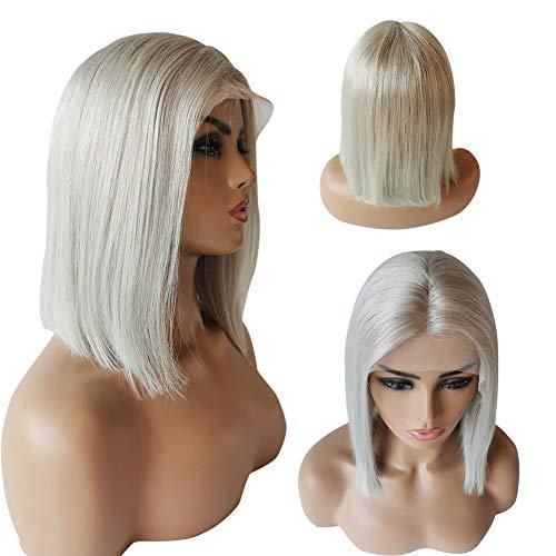 Munx 8 Inch Short Grey Bob Wigs Human Hair Lace Front Wigs Brazilian Virgin Human Hair 13x6x1 Straight Bob lace Frontal Wigs For Black Women Pre Plucked with Baby Hair 150% Density