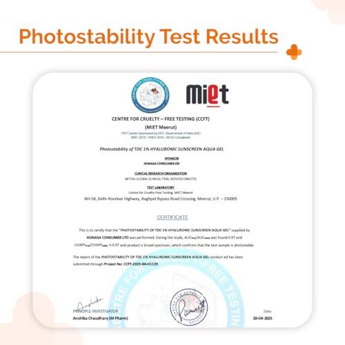 The Derma Co The Derma Co 1% Hyaluronic Sunscreen Aqua Gel with SPF 50 & PA++++ | Broad Spectrum UVA/B & Blue Light Protection | Lightweight & Quick Absorbing with Vitamin E | 1.76 Oz/50g