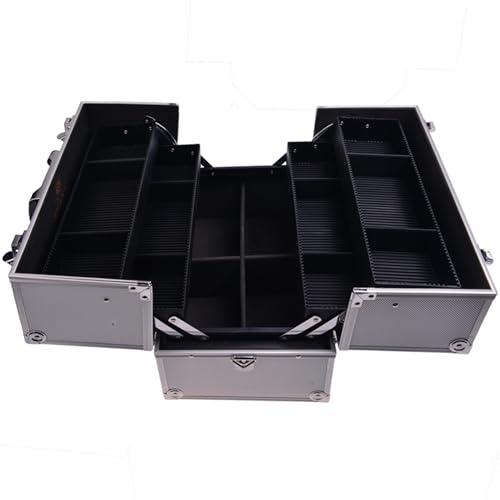 SHANY SHANY Essential Pro Makeup Train Case Cosmetic Box Portable Makeup Case Cosmetics Beauty Organizer Jewelry storage with Locks, Multi Compartments Makeup Box and Shoulder Strap - Silver