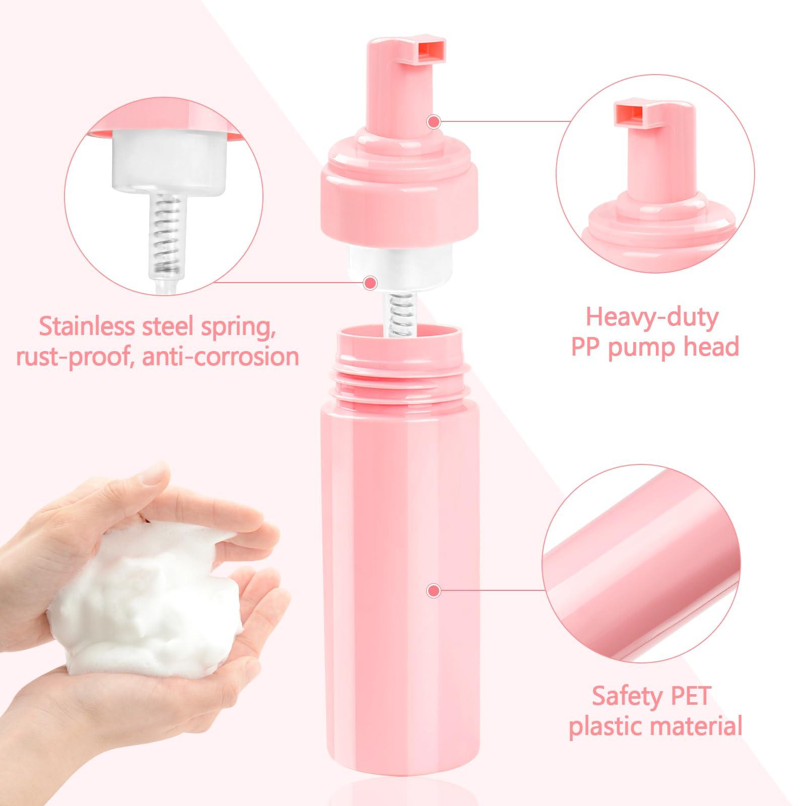 TMLECE TM Foam Pump Bottle 5.1oz/150ml Pink Empty Foam Bottle Pump, Travel Foam Bottle for Soap, Shampoo, Cleaning Foam Dispenser Bottle Refillable (6 Pack)