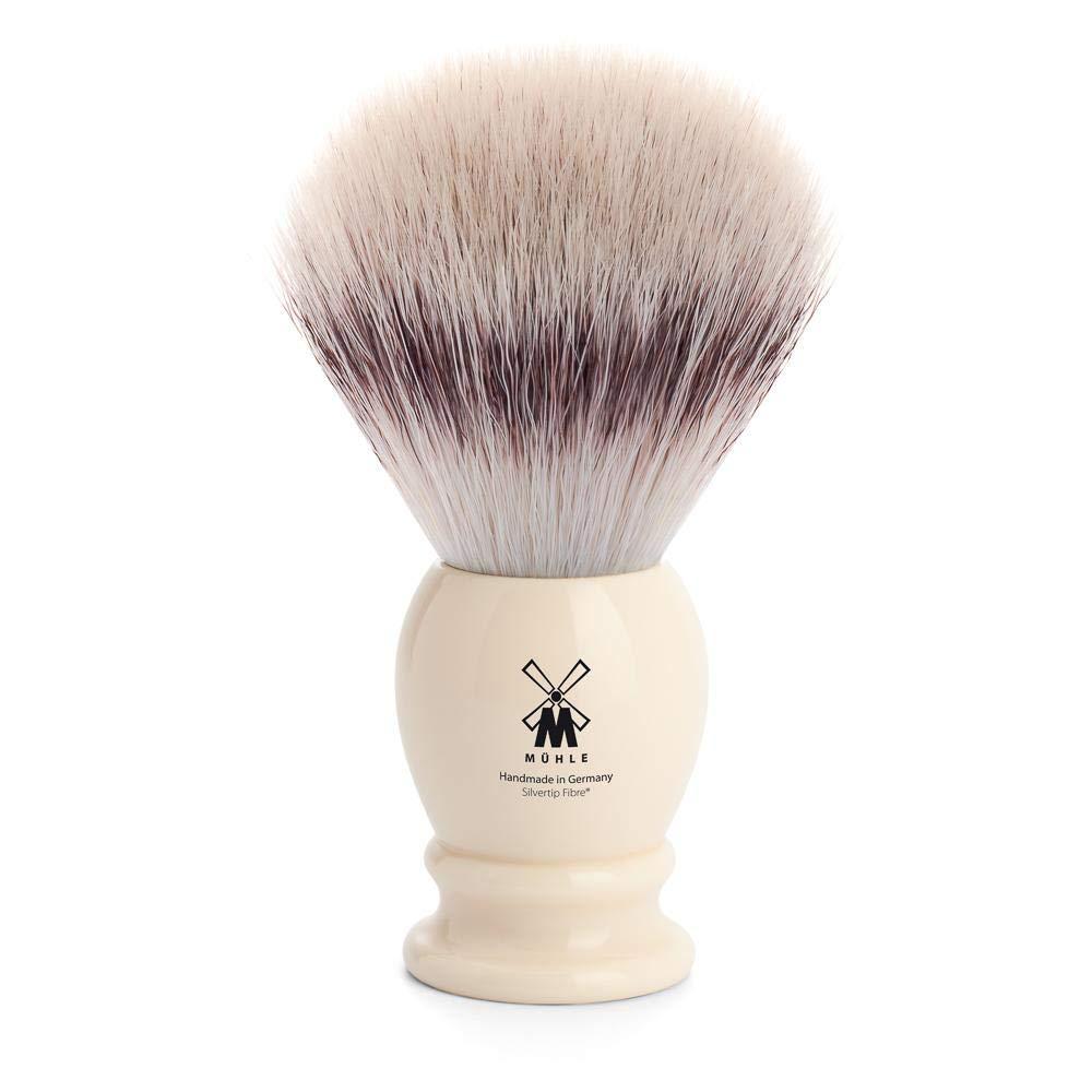M MÜHLE MÜHLE Classic Black X-Large Silvertip Fiber Shaving Brush - Synthetic Luxury Shave Brush for Men, Rich Lather