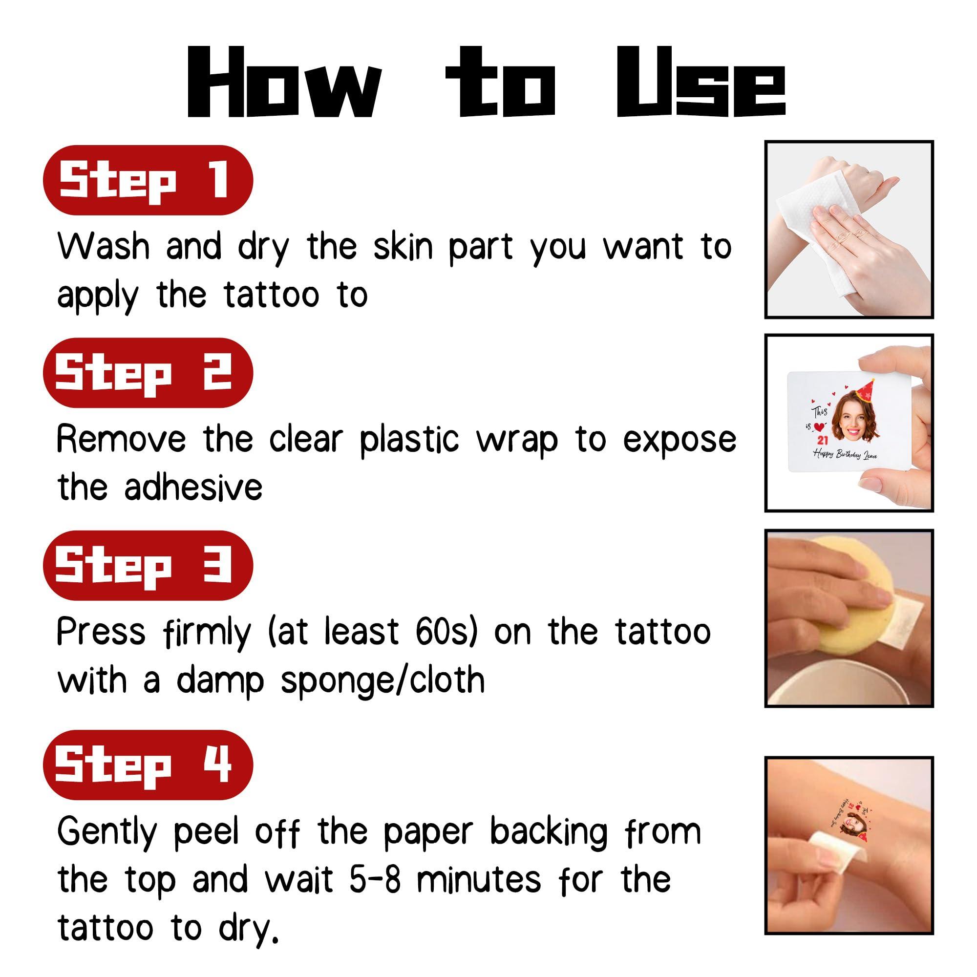 DIYKST Custom Temporary Tattoos with Face Personalized Name Tattoo with Photo Logo Customized Temporary Tattoos Stickers For Women Men for Birthday Party Wedding Bride Groom Decor 15Pcs