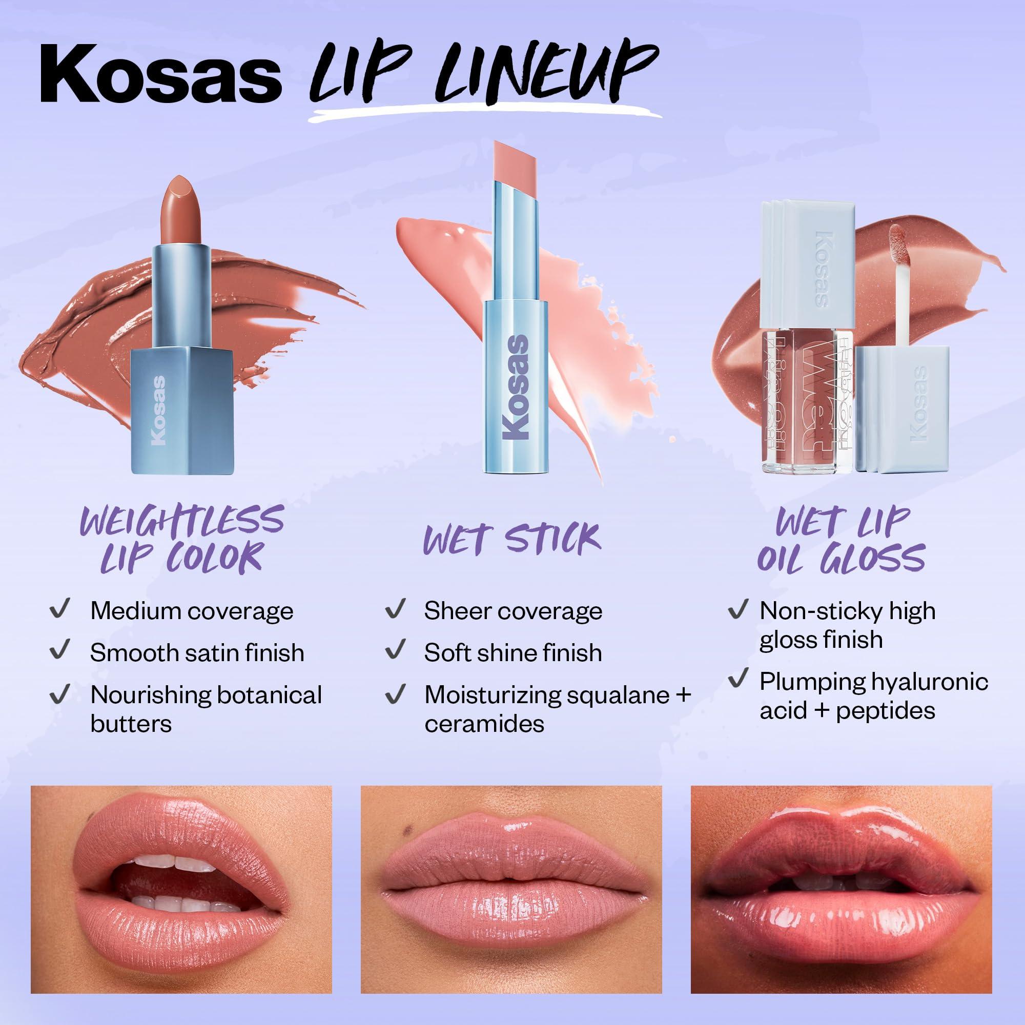 Kosas Kosas Weightless Lip Color Nourishing Satin Lipstick - High Impact Lip Color with Clean Formula - Comfy Feel & Soft Finish - High Cut