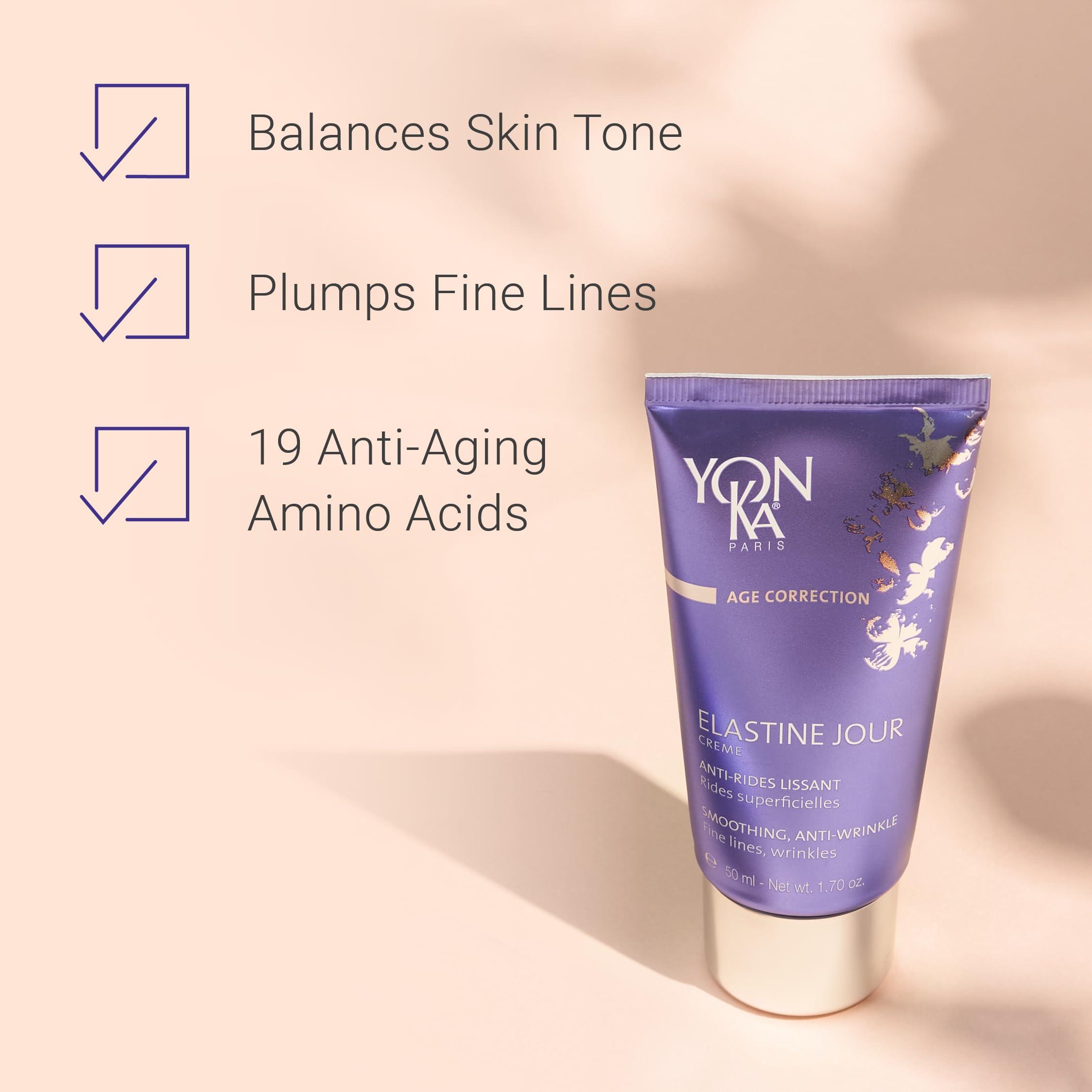 Yonka Yon-Ka Elastine Jour Anti-Wrinkle Day Cream (50ml) Anti Aging Facial Moisturizer and Eye Cream, Soften Fine Lines and Wrinkles with Vitamin C and Elastin Peptides, Paraben-Free