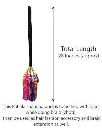 Generic Punjabi Style Pranda Prandi Hair Extension With Multicolor Hanging For Women\'s Girl\'s (Set of 1)
