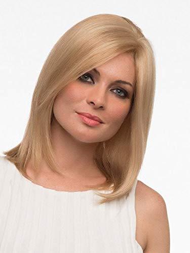 Envy Wigs Envy Wigs Hannah Wig Color MEDIUM BROWN 9\" Collar Length Asymmetrical Bob Human Hair Lace Front Monofilament Top Front Fringe Hand-Tied Bundle Travel Kit, MaxWigs Hairloss Booklet