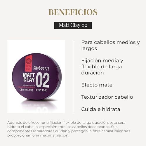 SALERM SALERM - Hair Wax - Pro Line Matt Clay 02-125 ml - for Medium and Long Hair - Medium and Flexible Hold - Long-Lasting - Matte Finish - Hair Texturizer - Nourishes and Hydrates
