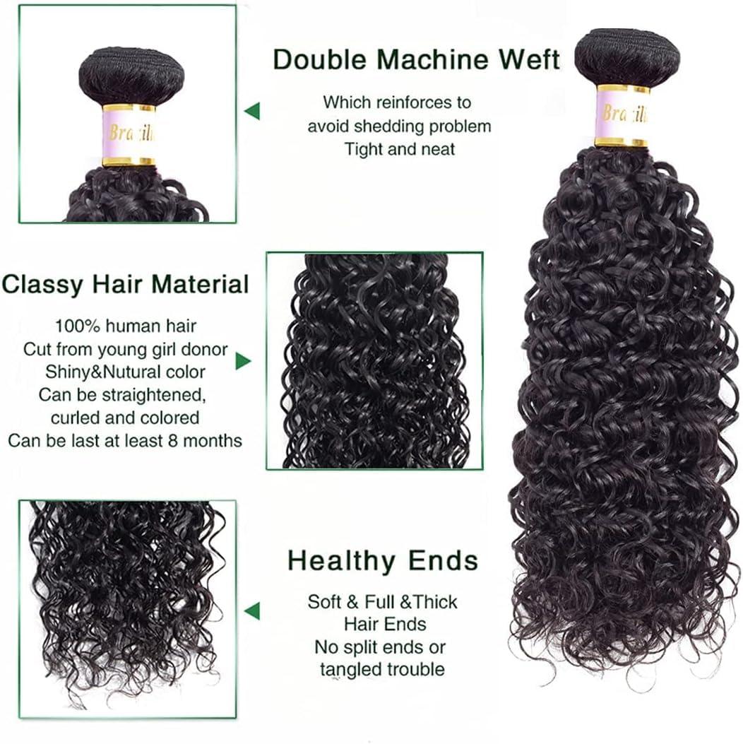 SINGLE BEST SINGLE BEST Human Hair Bundles Water Wave, Premium Deep Wave Bundles Human Hair 1 Bundle, Unprocessed Brazilian Virgin Curly Weave Bundles, Wet and Wavy Human Hair Bundles Natural Color 18inch