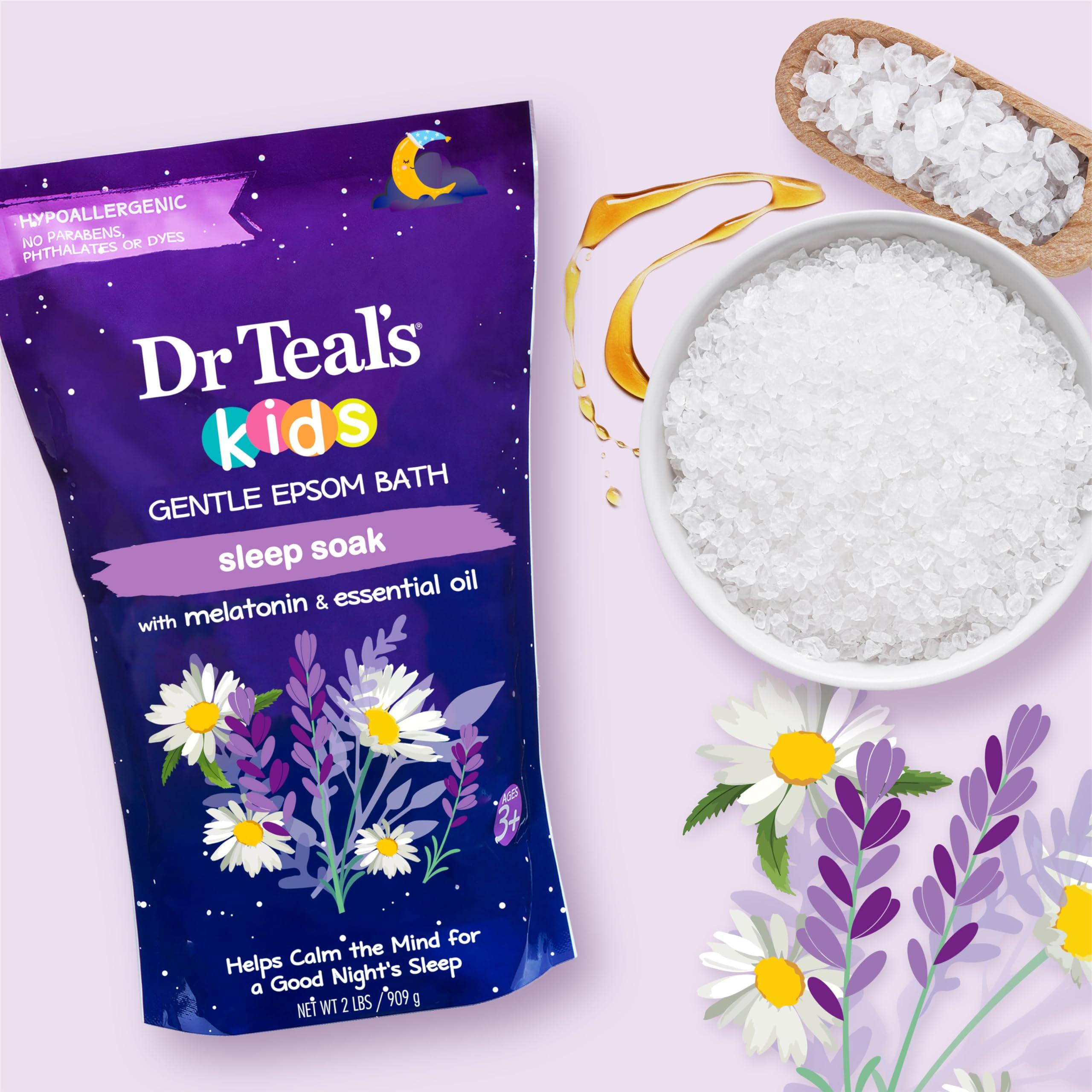 Dr Teal's Dr Teal's Kids 3-in-1 Elderberry Bath: Bubble Bath, Body Wash & Shampoo, 20 fl oz. & Kids Gentle Epsom Salt, Sleep Soak with Melatonin & Essential Oil Blend, 2 lbs (Pack of 3)