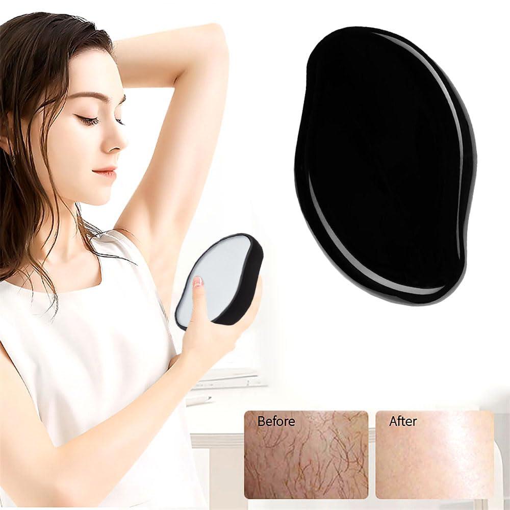 Booge 1 Pc Crystal Hair Eraser, Reusable Crystal Hair Remover Painless, Washable Hair Removal Tool Magic Hair Eraser for Arms Legs Armpit and Back - Black