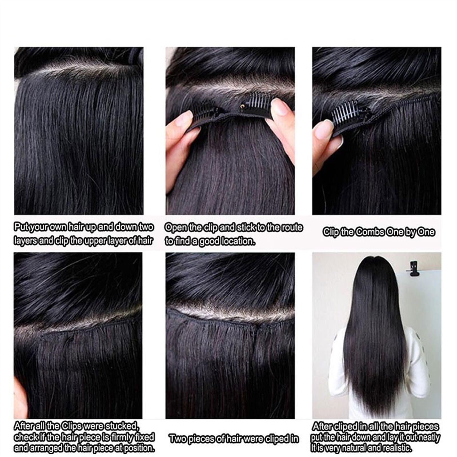 ZHFytsh-0668 Hair Extensions Straight Clip in Hair Extensions Real Human Hair Clip ins Hair Extensions for Women 8pcs Clip on Hair Extensions 8pcs/120g Brazilian Remy Natural Black Human Hair Hair Pieces(12inches
