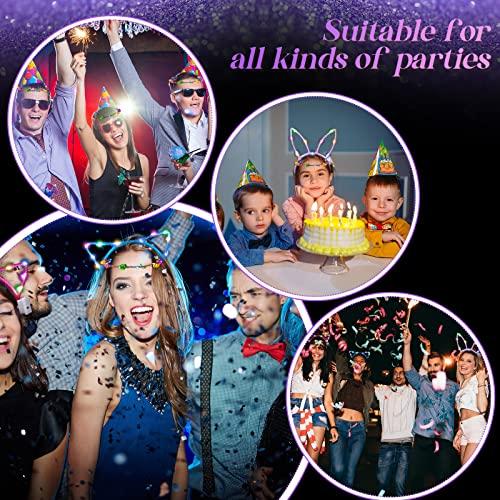 Xinnun 50 Pcs LED Cat Ear Headbands Bulk, Light up Flower Headband Glow Crown Rabbit Ear Hairband Luminous Head Accessories for Glow in the Dark Party Supplies