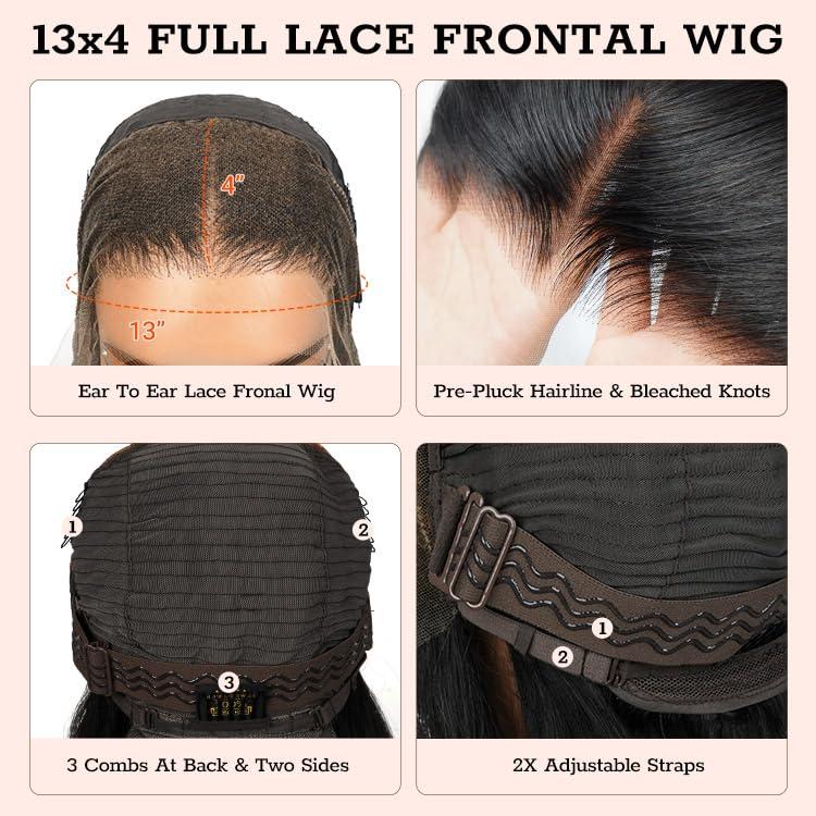 Wiggins Wiggins Hair Straight Lace Front Wig Human Hair 13x4 HD Lace Front Wig Pre Bleached Knots Human Hair Wig Beginner Friendly 18 Inch