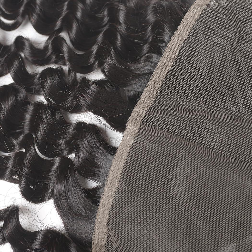 Odir Odir 13x4 Lace Frontal Deep Wave Human Hair 180% Density Unprocessed 9A Deep Curly Virgin Hair 13x4 Ear to Ear Lace Closure Frontal with Baby Hair Natural Color 10 Inch