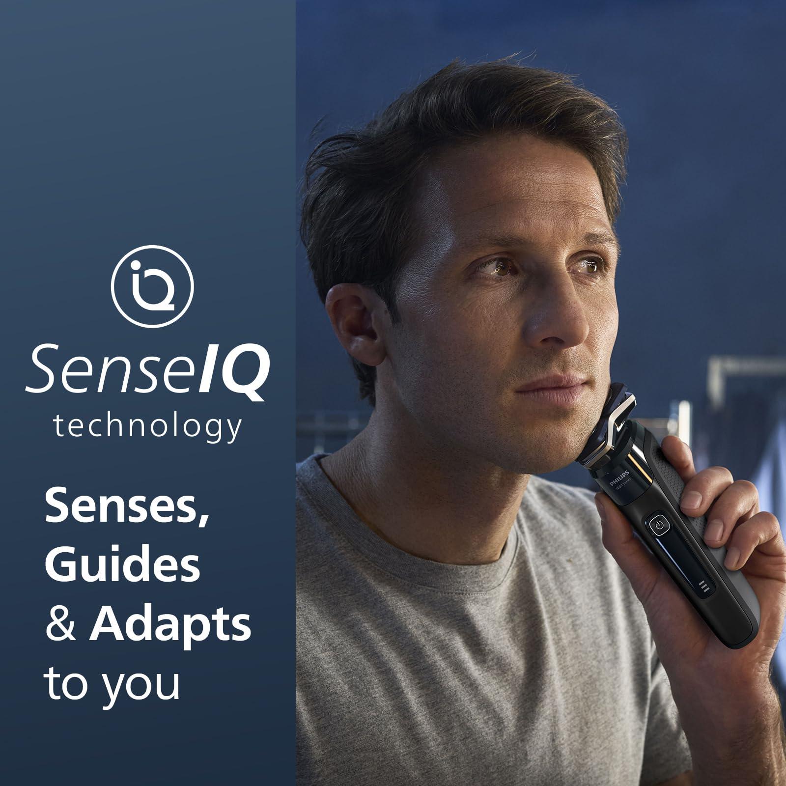 Philips Norelco Philips Norelco Shaver 7300, Rechargeable Wet & Dry Electric Shaver with SenseIQ Technology, Pop-up Trimmer, Charging Stand, Click-on Nose Trimmer, & Travel Case, S7887/92