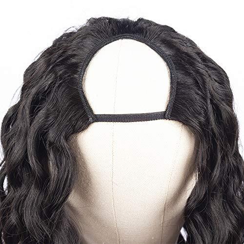 Prime Kitty U Part Right Side Wig U Part Wig Human Hair Right Side Part 1x4 Small Cap #1 Jet Black Deep Wave Right U Part Wigs for Black Women Upart Human Hair Wig 130 Density No Shedding & No Tangling 20"