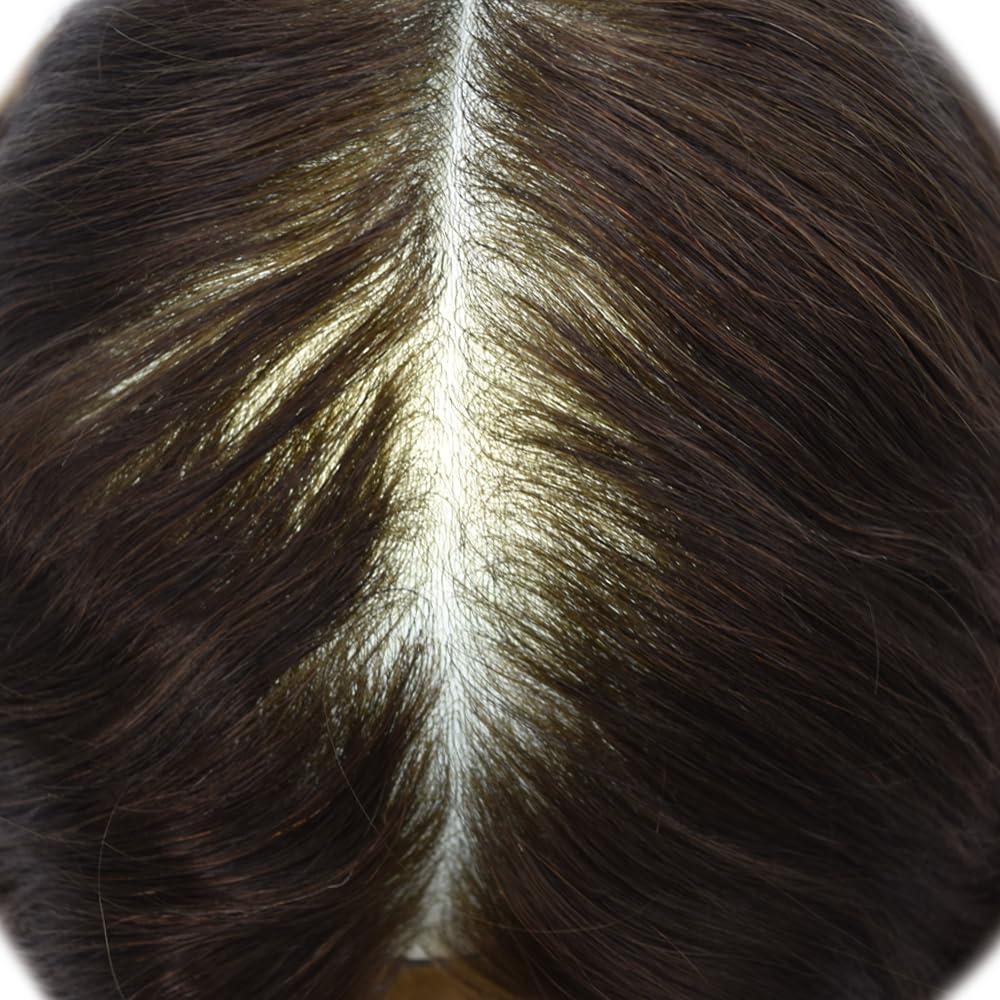 Healthlif Toupee For Men Thin Skin 0.03mm Mens Toupee Remy Human Hair V-loop Man Hairpiece Invisible Hairline Hair System For Men Hair Piece 8x10#3 Dark Brown 100% Density