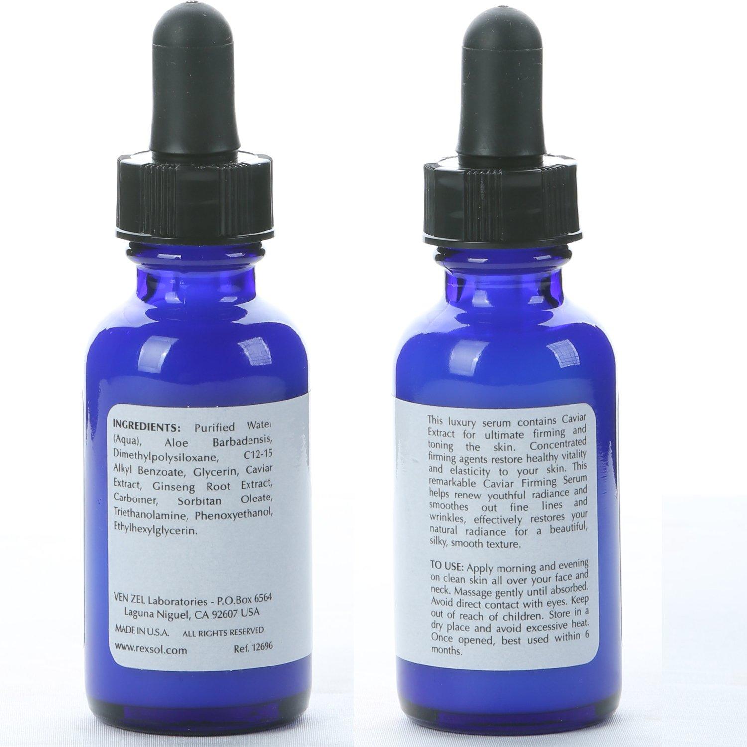 REXSOL REXSOL Caviar Firming Serum | With Aloe Vera, Caviar Extract & Ginseng Root Extract | Helps renew youthful radiance and smooths out fine lines and wrinkle | For all skin types. (30 ml / 1 fl oz)