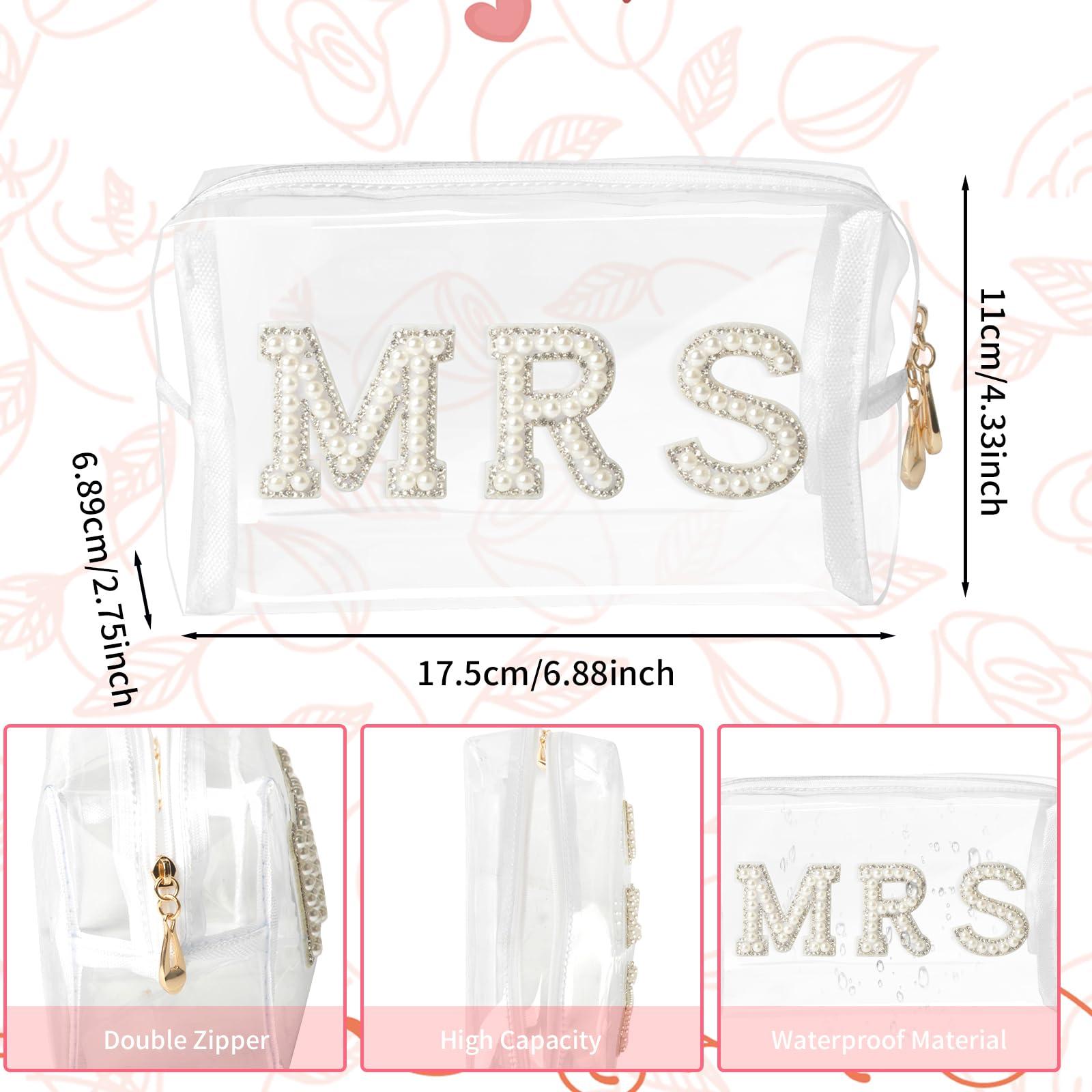 Tkifoda Bride Makeup Bag Clear Bride Cosmetic Bag Mrs Makeup Bag Clear Bridal Bag Clear Makeup Bag Clear Toiletry Bag Travel Bags Pouch with Zipper Bride Gift Bridal Shower Gift Wedding Gifts
