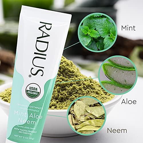 RADIUS Toothpaste, USDA Organic Mint Aloe Neem, 3 oz, pack of 3
