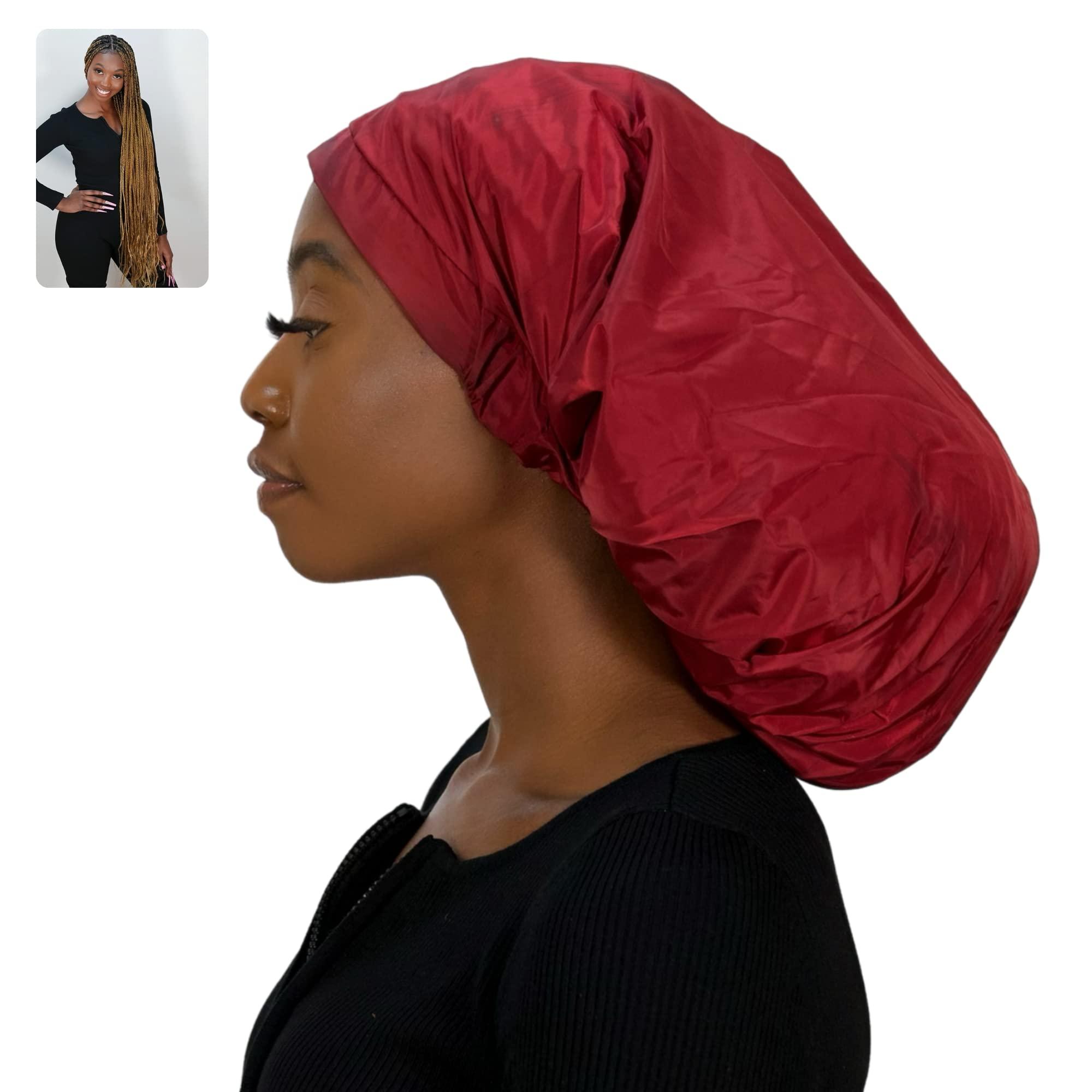 TTAT Try This an That TTAT Shower Cap Jumbo Size for Men & Women With Afro, Long Dreadlocks, Locs, Box Braids, Coily, Voluminous & Long Hair, Waterproof, Washable, Reusable & Adjustable (Maroon)