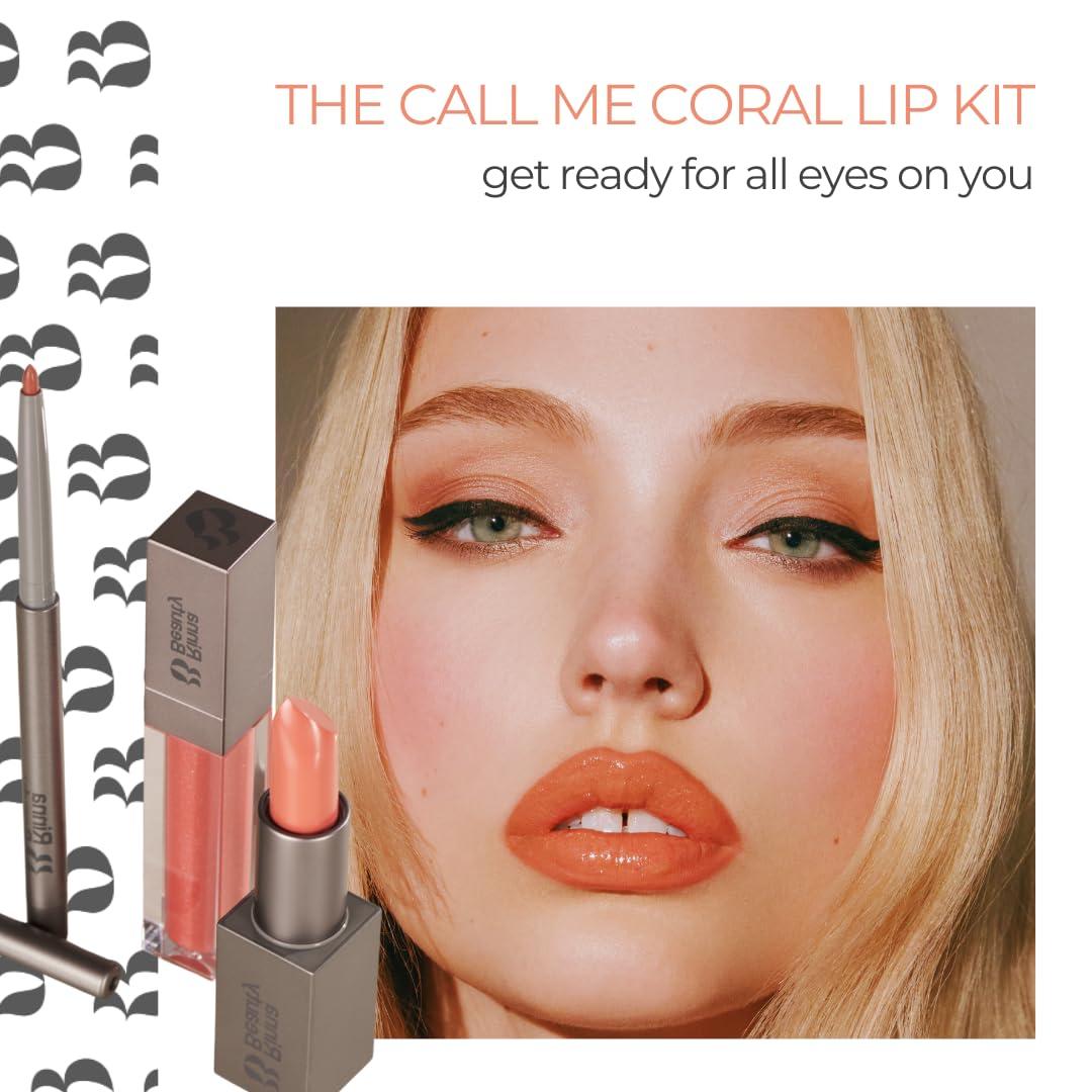 RB RINNA BEAUTY Rinna Beauty Lip Kit - Call Me Coral - All-in-One Lip Kit Includes Lipstick, Lip Gloss, and Lip Liner - Vegan, Long-Lasting, Anti-Aging & Moisturizing, Cruelty-Free - 1 each