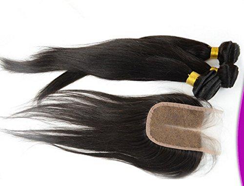 DaJun 2018 Popular 8A Mid-Part Chinese Virgin Remy Weave Hair Human Bundles With Lace Closure Straight Natural Color 12"closure+22"24"24"weft