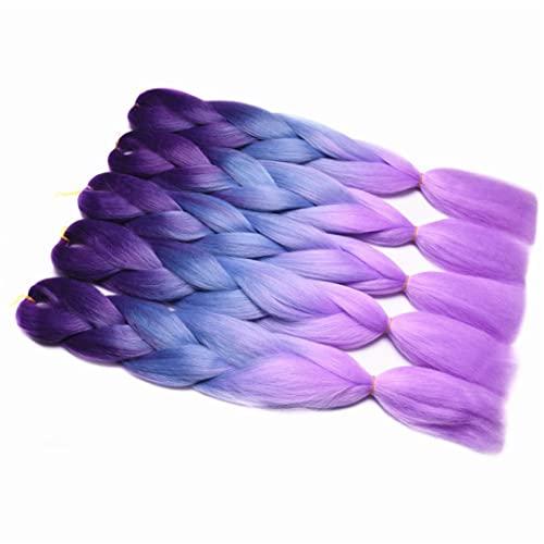 STREJHYT 5Pcs Shadow Jumbo Braiding Hair Extensions 60 Cm 100G Synthetic Brown Blonde Gray Pink Purple Blue Crochet Braids Hair Bundles T#27613 24inches