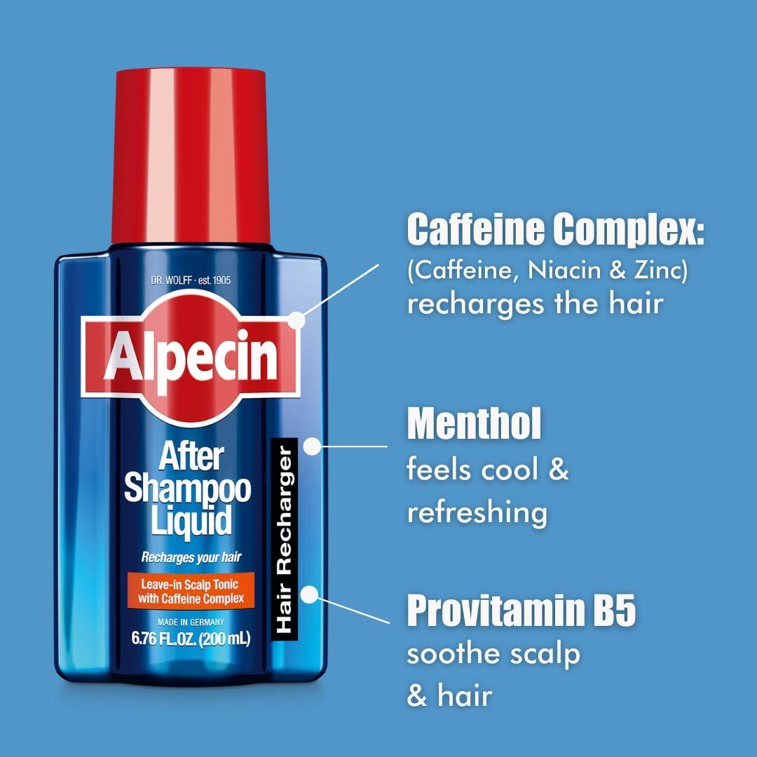 Alpecin Alpecin After Shampoo Caffeine Liquid Hair Recharger, 6.76 fl oz (Pack of 3), Scalp Tonic for Men's Thinning Hair Growth, Sulfate Free with Castor Oil