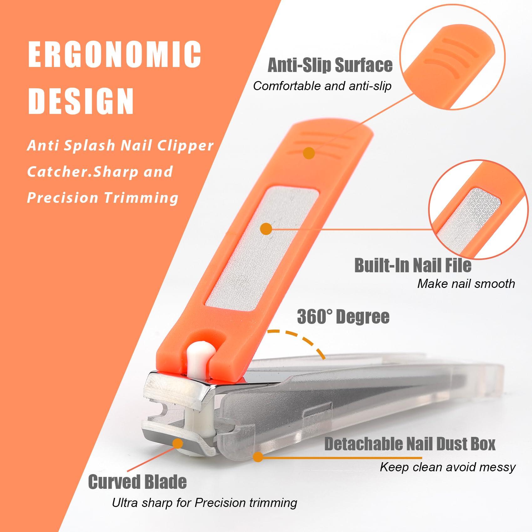 LePinko LePinko Diamond Nail File with Crystal Nail Shiner Set and No Splash Nail Clippers Set