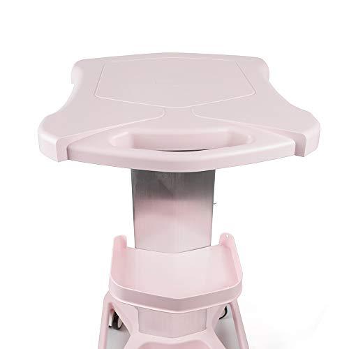 InnaMall Salon Trolley Cart, Aluminum Alloy Rolling Salon Trolley with Wheels Pink Beauty Spa Trolley Cart Tattoo Roller Tray Beauty Cart Salon Storage Mobile Carts for Trolley Holder Tool Cart Load 33Lbs