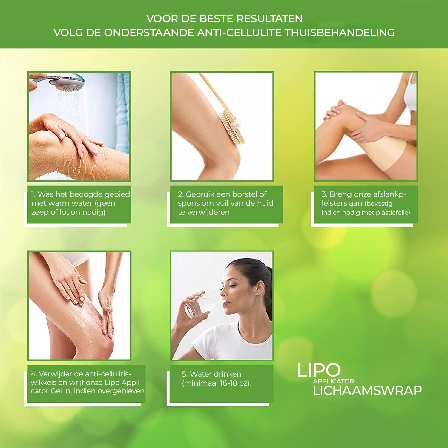 lipo applicator Ultimate Lipo Body Wrap With Guarana, Green Tea, and Seaweed Wraps Works for Stomach Belly Legs Arms Abdomen Skin Elasticity and Resiliency. (8 Wraps)