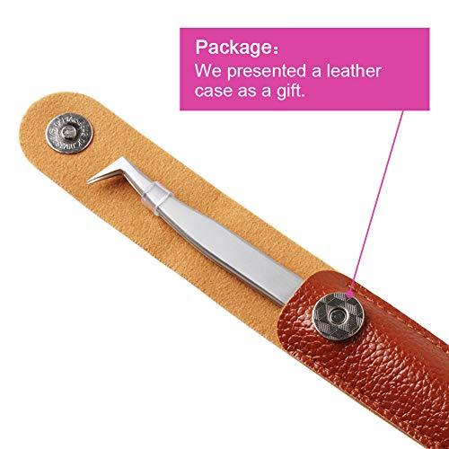 FADLASH Volume Tweezers 3d 6d Made Fans Eyelash Extensions Tweezer for Easy Fan Volume Lashes Curved Point Stainless Steel Precision Anti Static Lash Extension Tweezers Leather Pack