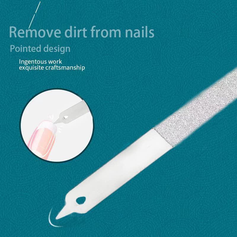 HCP 2PC 8 Diamond Dust Nail File - Stainless Steel Nail Dresser - 9 Inch