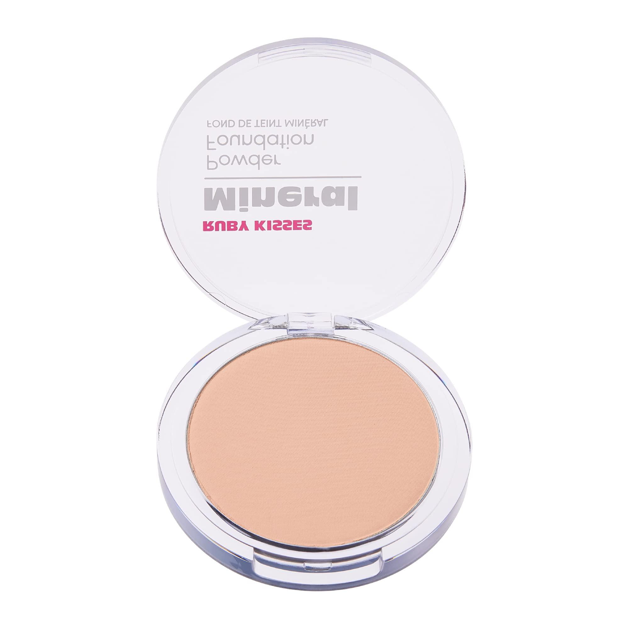 Ruby Kisses Ruby Kisses Mineral Pressed Powder Foundation, Medium to Full Coverage Natural Finish 0.35 Ounce (Ivory)