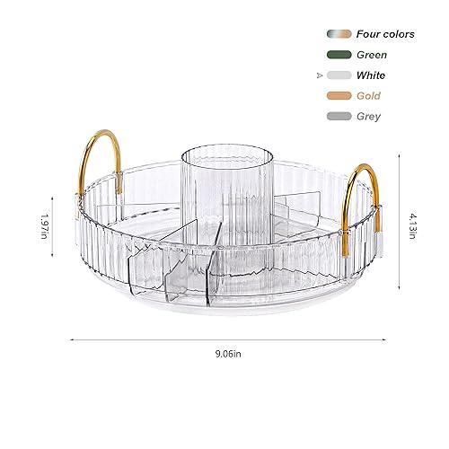 Weidace Weidace 360 Rotating Makeup Organizer, Large Capacity Perfume Organizer for Dresser, Bathroom Counter Organizer with Makeup Brush Holder, Fits Vanity, Bedroom, Bathroom Countertop (1 Tier, White)