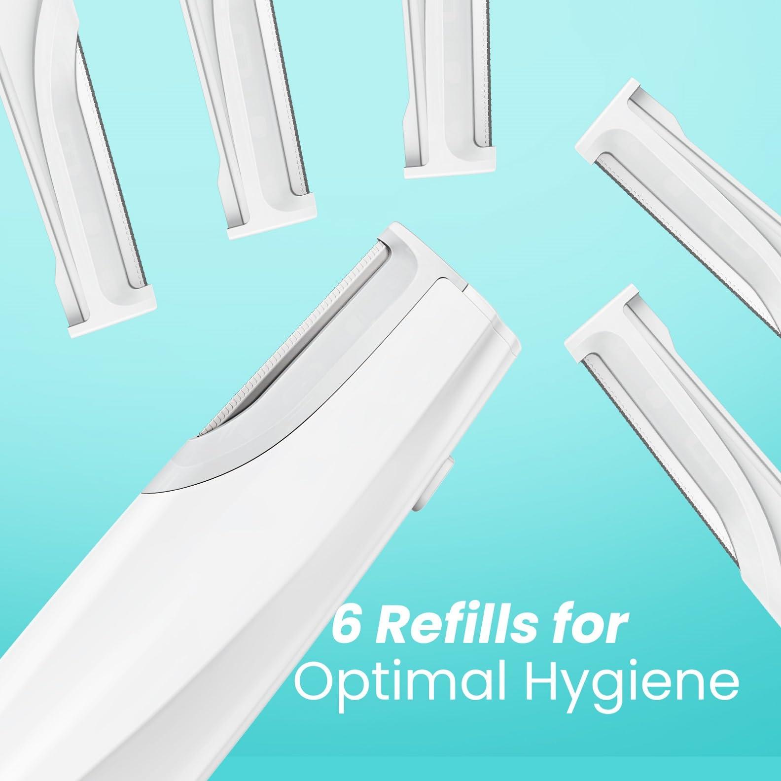 Liberex Cleansing Your Days Sonic Dermaplaning Tool for Face - Rechargeable Dermaplane Razor with 6 Refill Dermablades, Facial Hair & Peach Fuzz Remover for Women