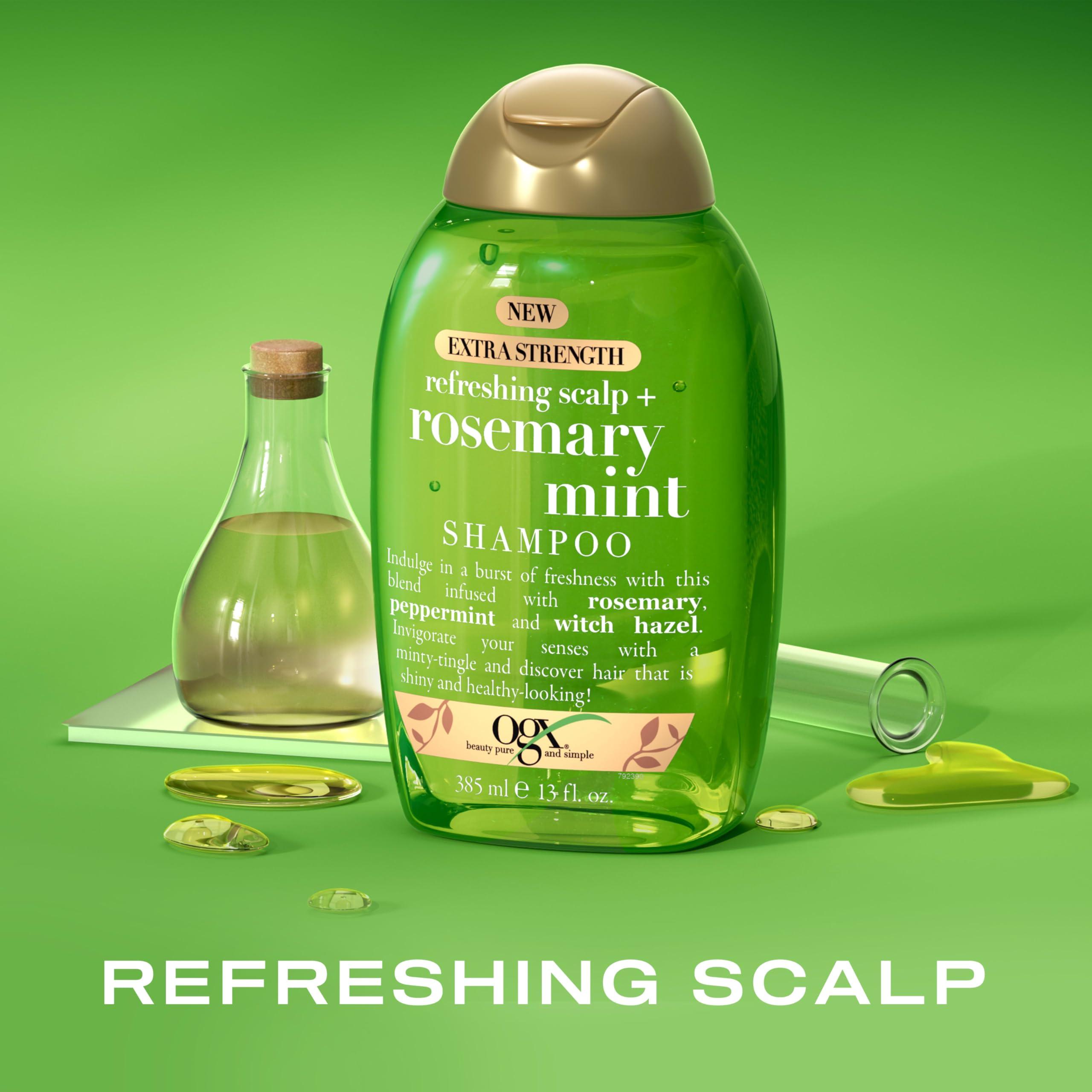 OGX OGX Extra Strength Refreshing Scalp + Rosemary Mint Shampoo, Clarifying Wash Visibly Helps Remove Oil & Residue to Clear Away Buildup, Sulfate-Free Surfactants, 13 fl. Oz