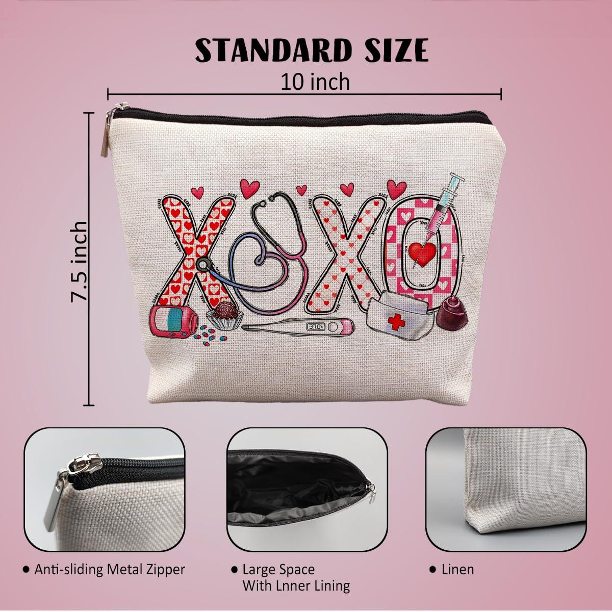 uinwk uinwk Pink XOXO Nurse Makeup Cosmetic Bags, Gifts for Nurses, Nurse Gifts for Women, Funny Nurse Gifts, Nurse Appreciation Gifts, Nurse Practitioner Gifts, Nurse Graduation Gift