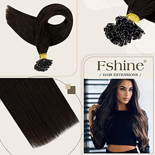 Fshine Fshine Keratin Tip Hair Extensions Human Hair Brown Fusion Hair Extensions 50g U Tip Hair Extensions Human Hair Pre Bonded Kertatin Hair Extensions Dark Brown 22 Inch Keratin Bondings Remy Hair
