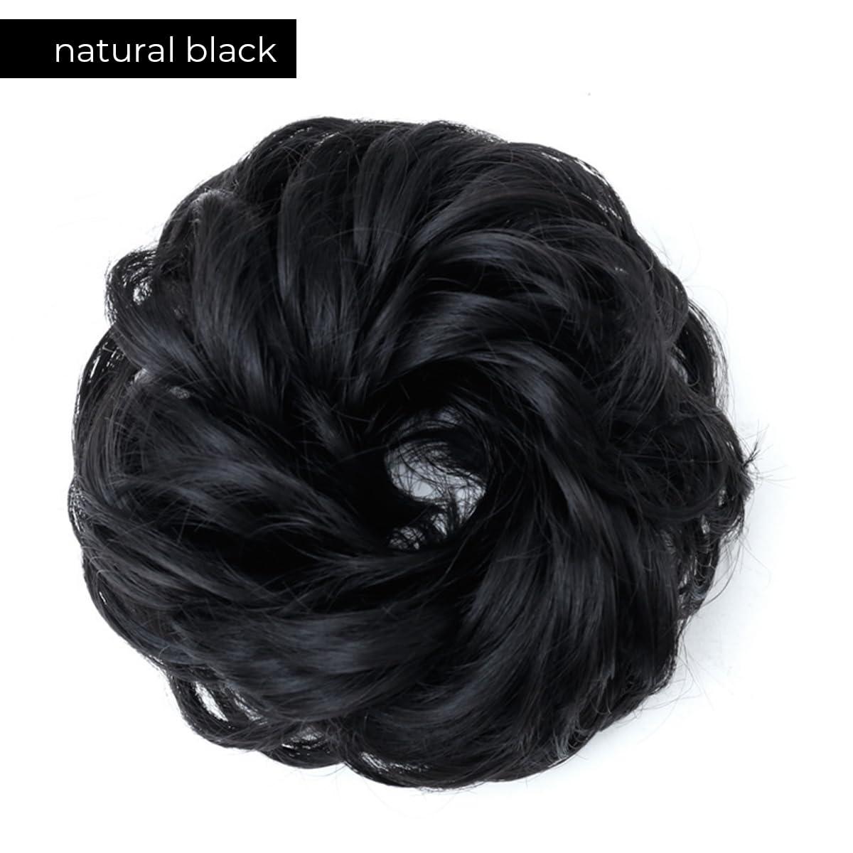 TIPS AND TOPS HAIR SOLUTIONS Human Hair Scrunchies/Messy Buns For Women, Bun Extensions Human Hair Rose Bun Hair Piece Curly Hair Bun Hairpieces for Women Girls Real Hair Bun Natural (Light Brown)