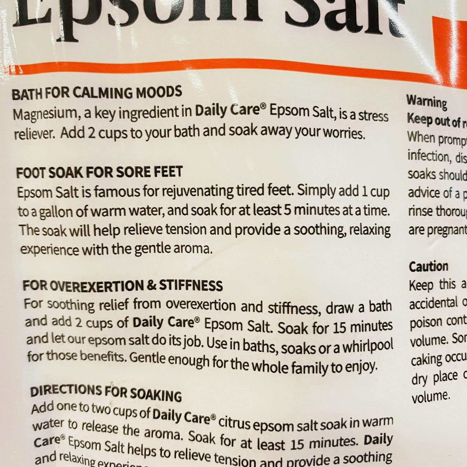 Daily Care Post Workout Recovery Magnesium Bath & Foot Soak Epsom Salt Citrus Reduce Inflammation Soothe Muscles - 2lbs