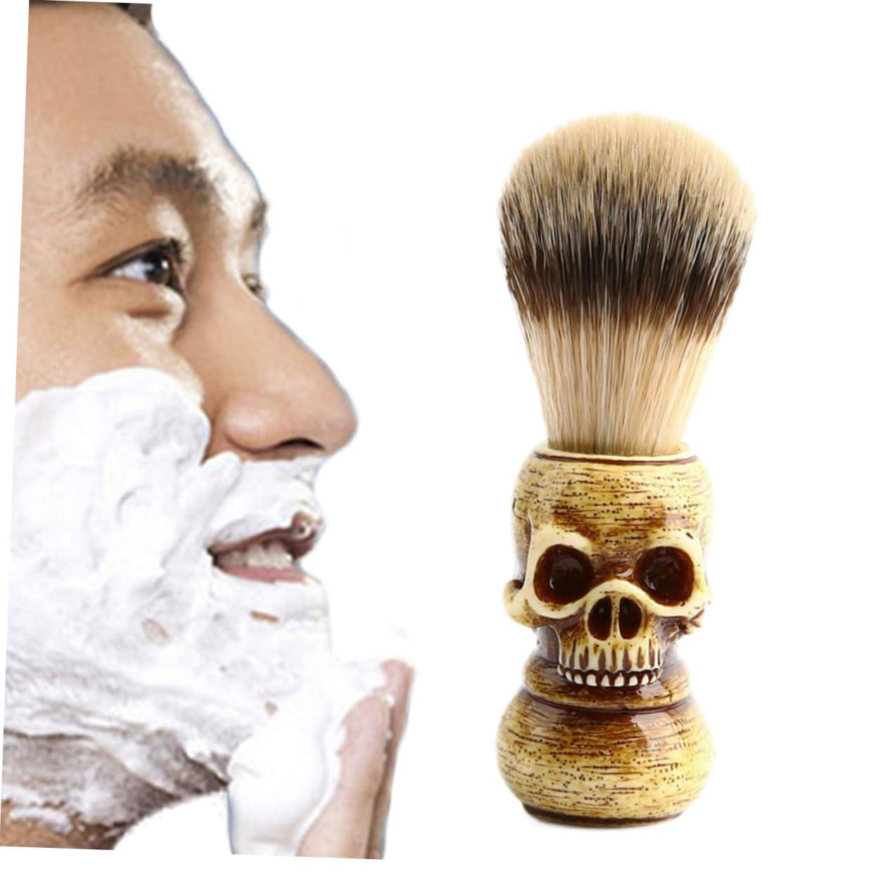 Beaupretty Beaupretty skull beard brush shaving beard brush men bristles beard brush beard brush for men grooming beard portable beard brush skeleton man Wooden