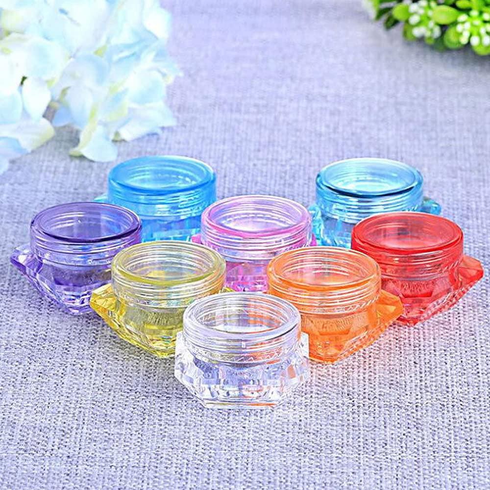 CANRUSU 100Pcs 3g/5g Plastic Diamond Shaped Cosmetic Jars Skin Care Containers Refillable Bottle 3ml/5ml Lotion Case Vials Face Cream Sample Pot Nail Art Eye Shadow Gel Box (5G,Green)