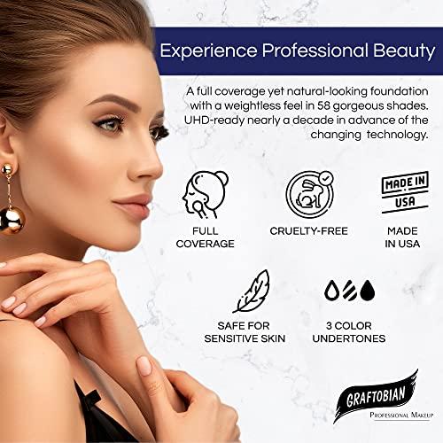 Graftobian Graftobian HD Glamour Crme Foundation 1/2oz, Weightless Full Coverage Makeup, 65 Inclusive Shades, For All Skin Types, Natural or Full-Glam Looks, For Professionals and Beginners, Olivia