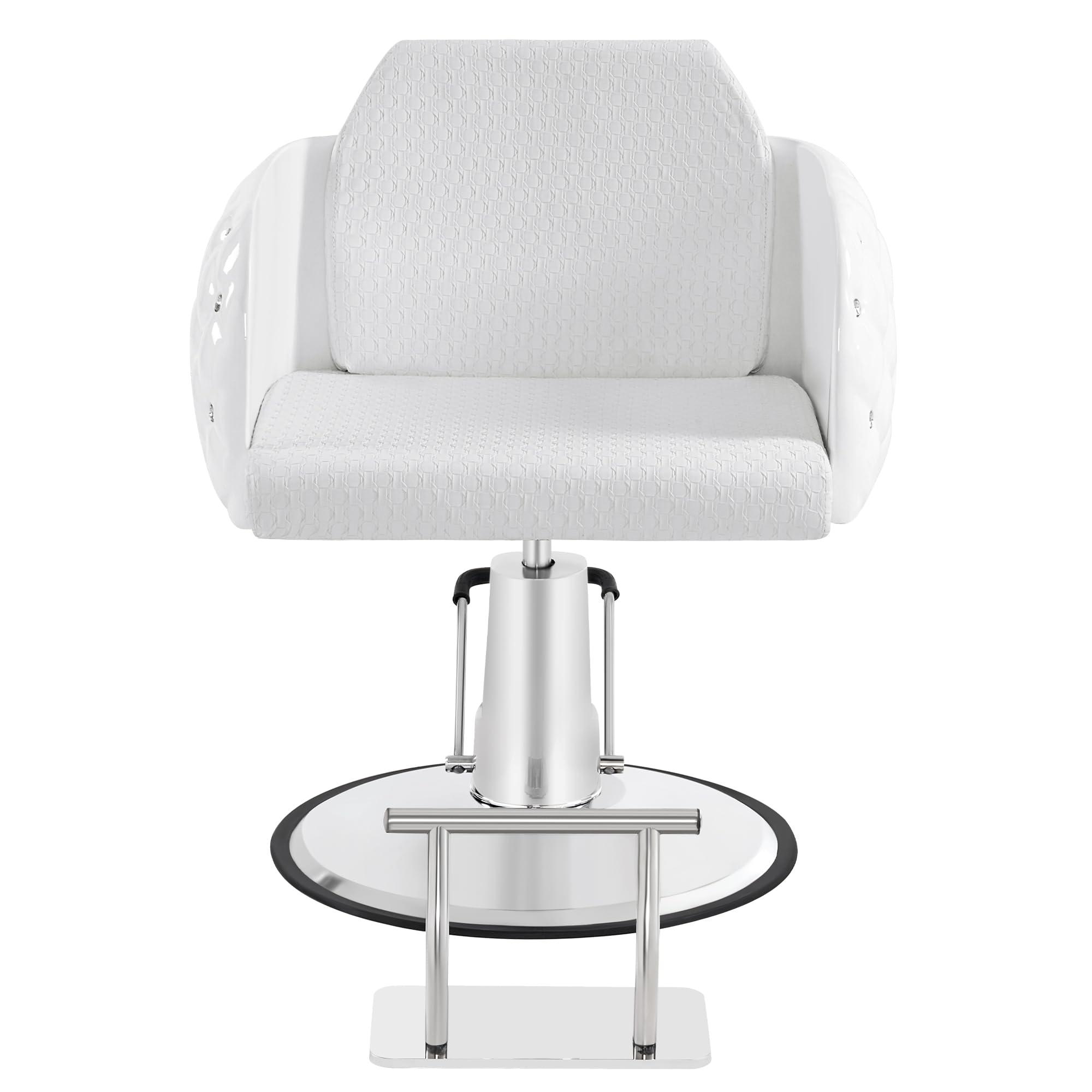 BarberPub BarberPub Salon Chair for Hair Stylist, Styling Chair for Home Salon Barbershop 8609 (White)