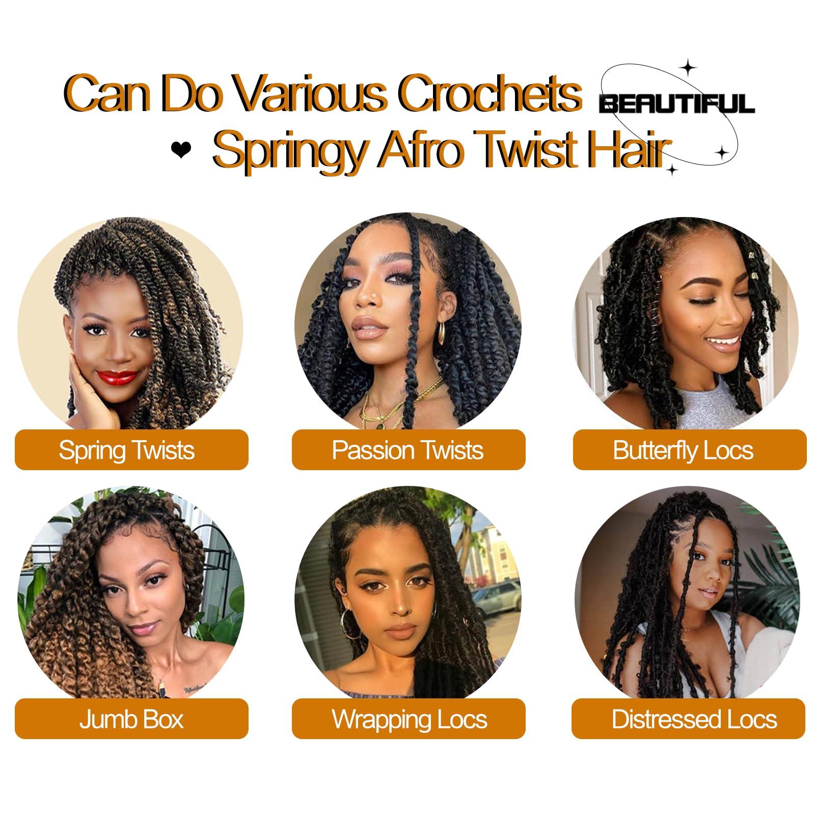 Yufeihe Hair Afro Twist Hair for Black Women Kinky Twist Hair 8 Packs Marley Hair Afro Synthetic Protective Spring Twist Hair 24 Inches Kinky Curly Hair(24 Inch,8Pack,350#)
