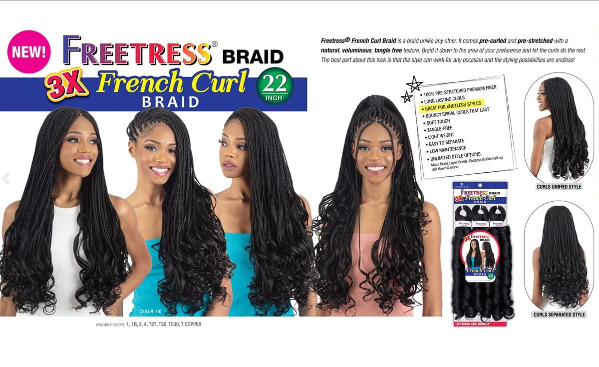 FREE TRESS FreeTress Crochet Braids 3X French Curl 22\" (pack of 3, T530)