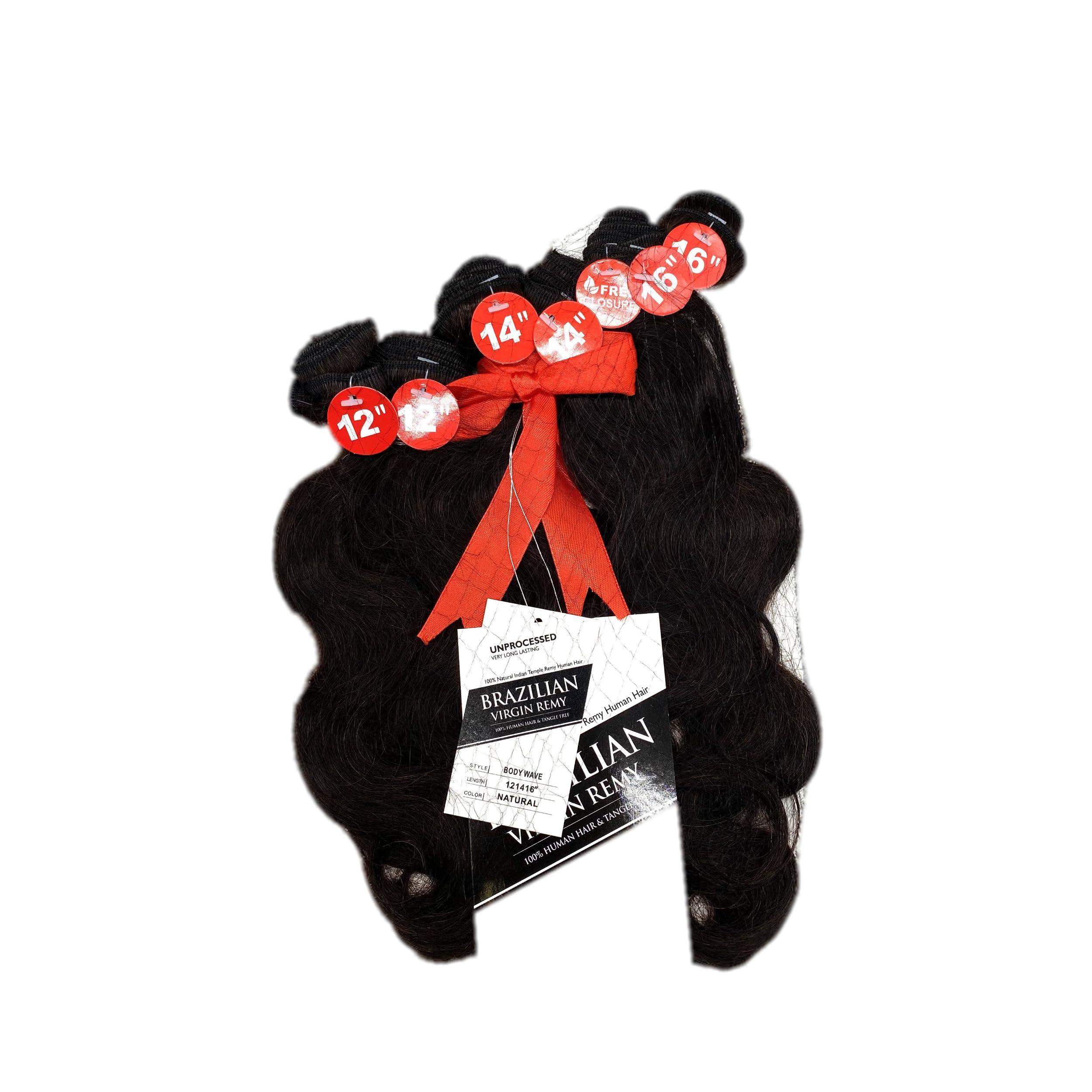 Queen Hair Queen Hair Unprocessed Brazilian Virgin Remy Human Hair Weave Body Wave (10", NATURAL)